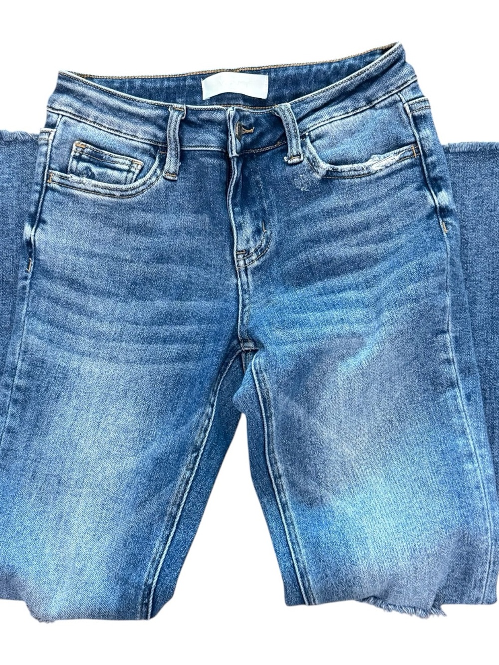 VERVET Women’s Cropped Distressed Wide Leg Blue Wash Jeans Size 24